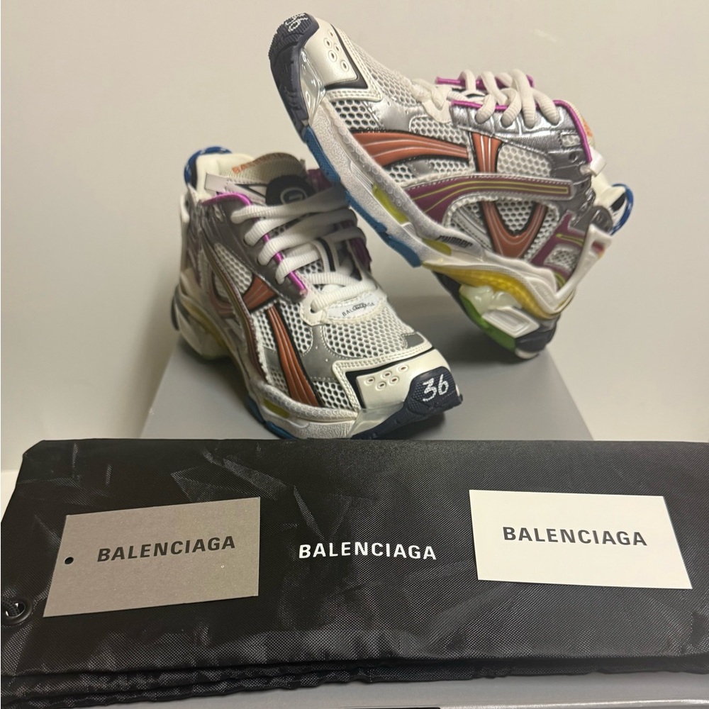 Balenciaga Multi-Color Mesh and Leather Athletic Sneakers